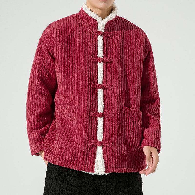 Men's Fall Corduroy Sherpa-Lined Toggle Jacket