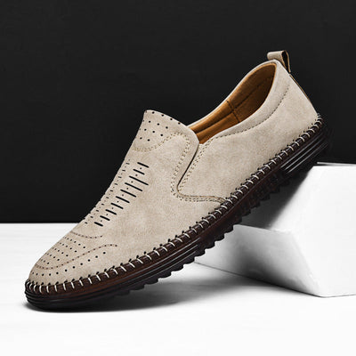Men Suede Blend Loafers with Woven Design and Cushioned Insoles