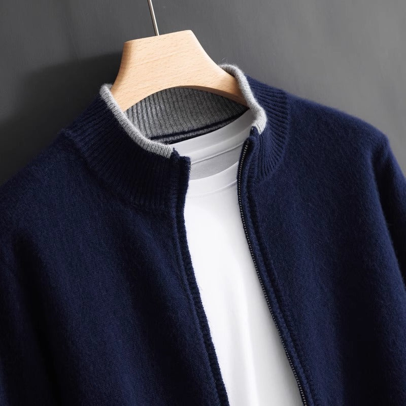Men's Zip-Front Cashmere Sweater