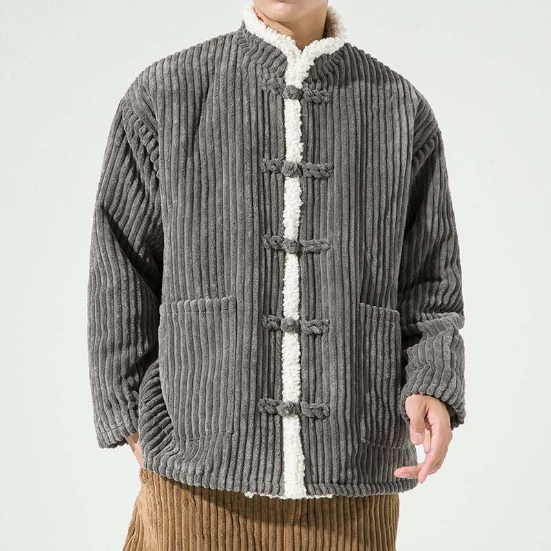 Men's Fall Corduroy Sherpa-Lined Toggle Jacket