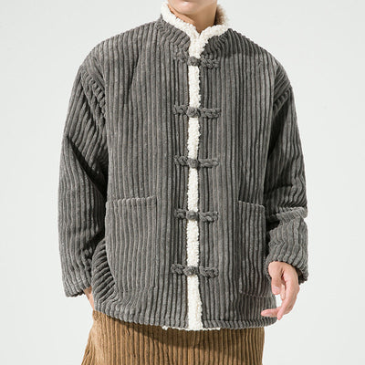 Men's Fall Corduroy Sherpa-Lined Toggle Jacket