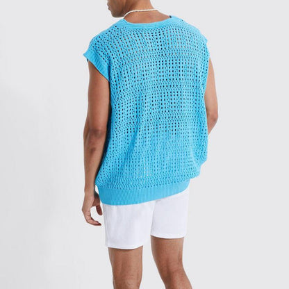 Men’s Knitted Shirt Open-Weave Breathable Relaxed Fit