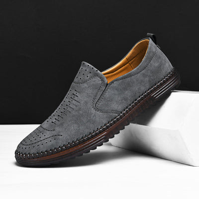 Men Suede Blend Loafers with Woven Design and Cushioned Insoles