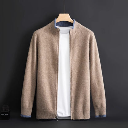 Men's Zip-Front Cashmere Sweater