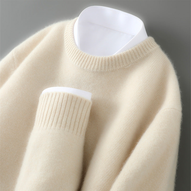 Men Cashmere Sweater with Tapered Cuffs and Relaxed Fit