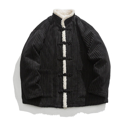 Men's Fall Corduroy Sherpa-Lined Toggle Jacket