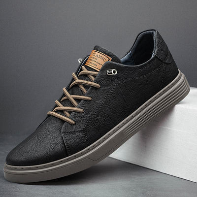 Men's Leather Sneakers with Cushioned Insoles and Lightweight Sole