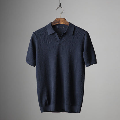 Men's Polo Shirt with Lightweight Textured Knit and Tailored Fit