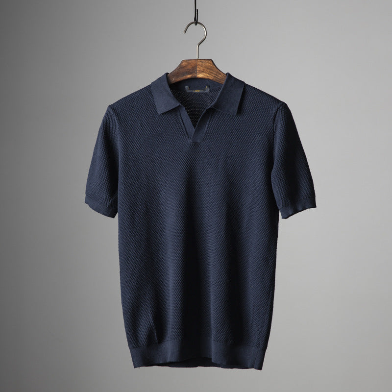 Men's Polo Shirt with Lightweight Textured Knit and Tailored Fit