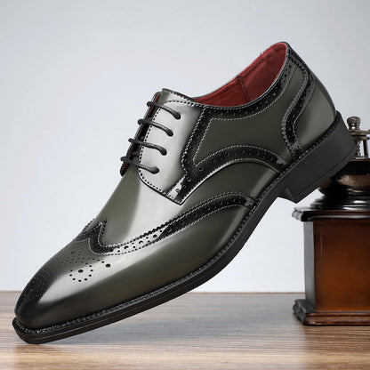 Men Brogue Dress Shoes with Cushioned Insoles and Wingtip Design
