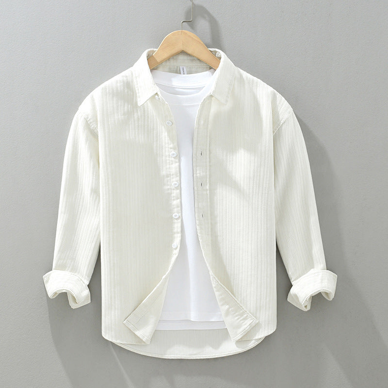 Men Long Sleeve Shirt Ultra-Soft Blend Tailored Fit Laydown Collar