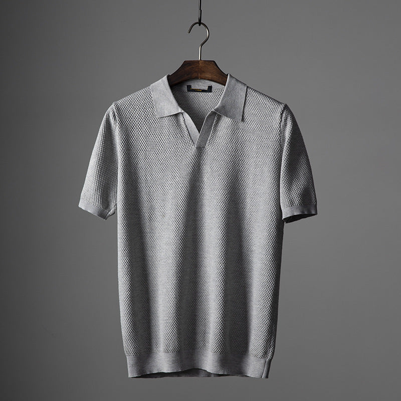 Men's Polo Shirt with Lightweight Textured Knit and Tailored Fit