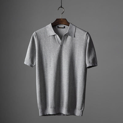 Men's Polo Shirt with Lightweight Textured Knit and Tailored Fit