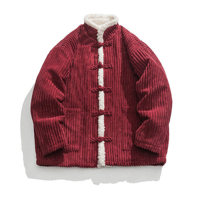 Men's Fall Corduroy Sherpa-Lined Toggle Jacket