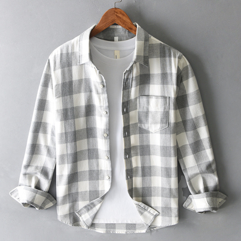 Men's Plaid Long Sleeve Shirt with Tailored Fit