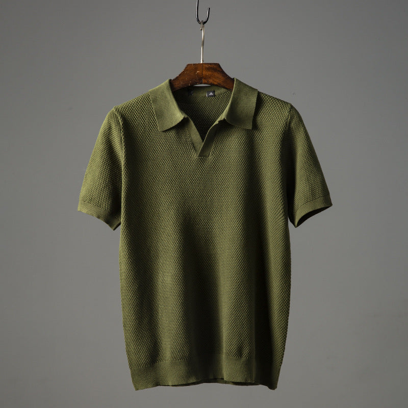 Men's Polo Shirt with Lightweight Textured Knit and Tailored Fit