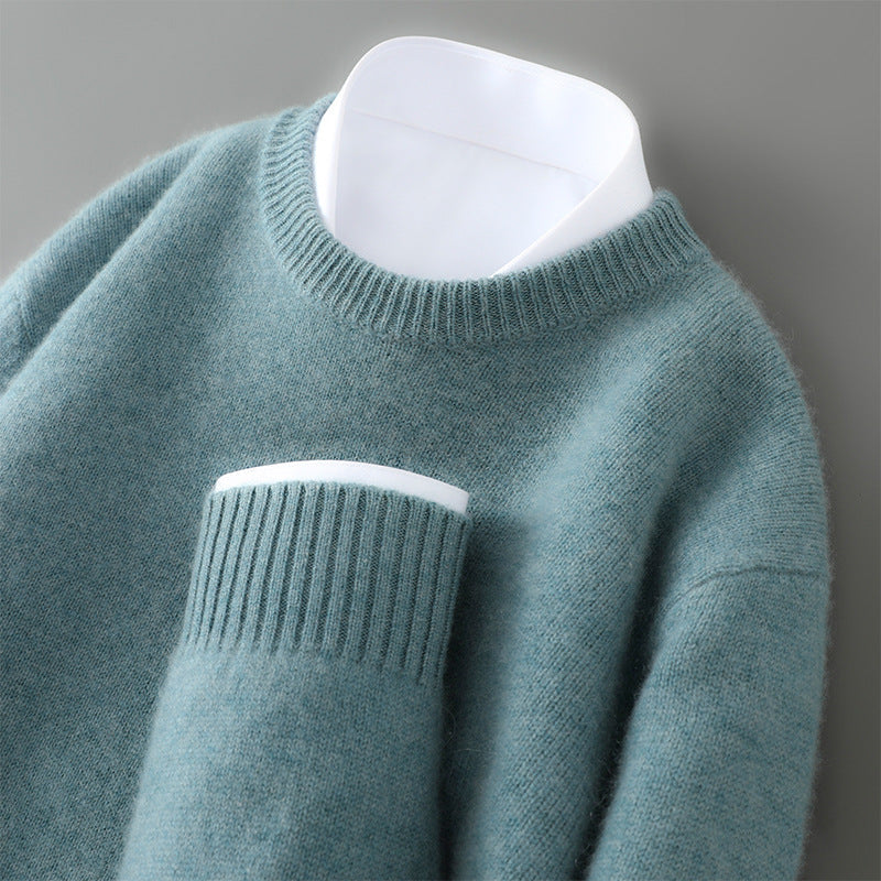 Men Cashmere Sweater with Tapered Cuffs and Relaxed Fit