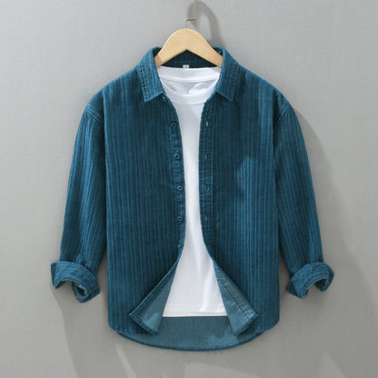Men Long Sleeve Shirt Ultra-Soft Blend Tailored Fit Laydown Collar