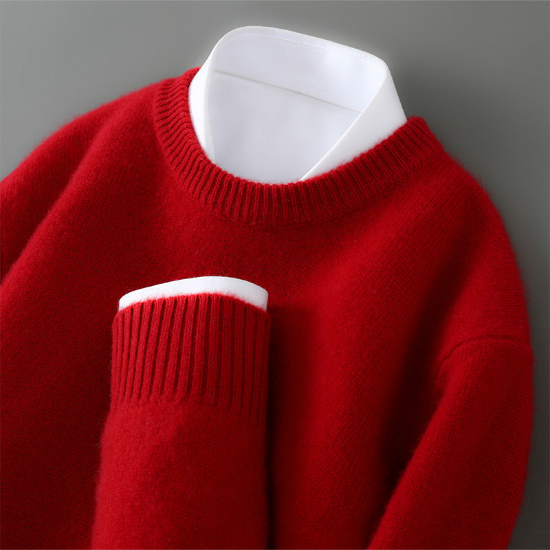Men Cashmere Sweater with Tapered Cuffs and Relaxed Fit