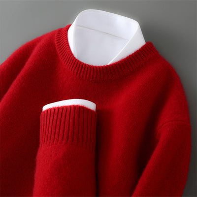 Men Cashmere Sweater with Tapered Cuffs and Relaxed Fit