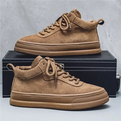 Men's High-Top Suede Sneakers with Slip-On Design and Cushioned Footbed