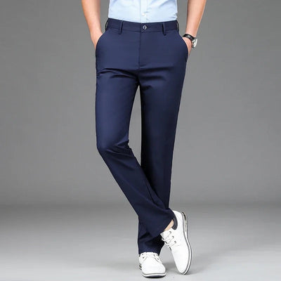 Men Straight Leg Stretch Dress Pants with Italian Detailing