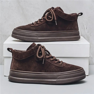 Men's High-Top Suede Sneakers with Slip-On Design and Cushioned Footbed
