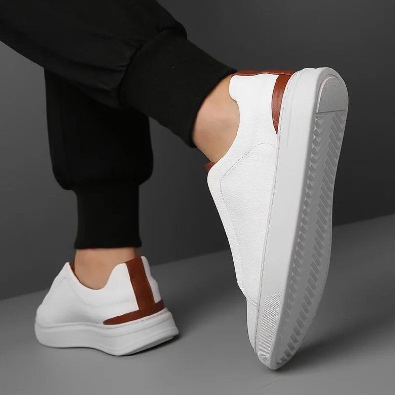 Men Leather Sneakers with Cushioned Insoles and Italian Design Accents