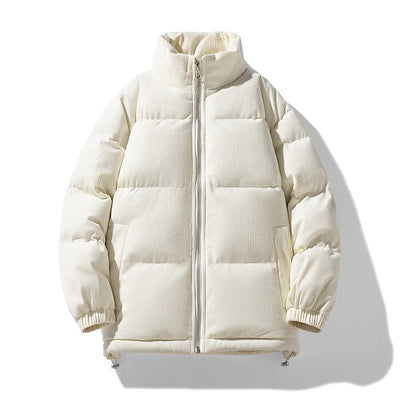 Men's Winter Corduroy Quilted Puffer Jacket with Insulated Padding