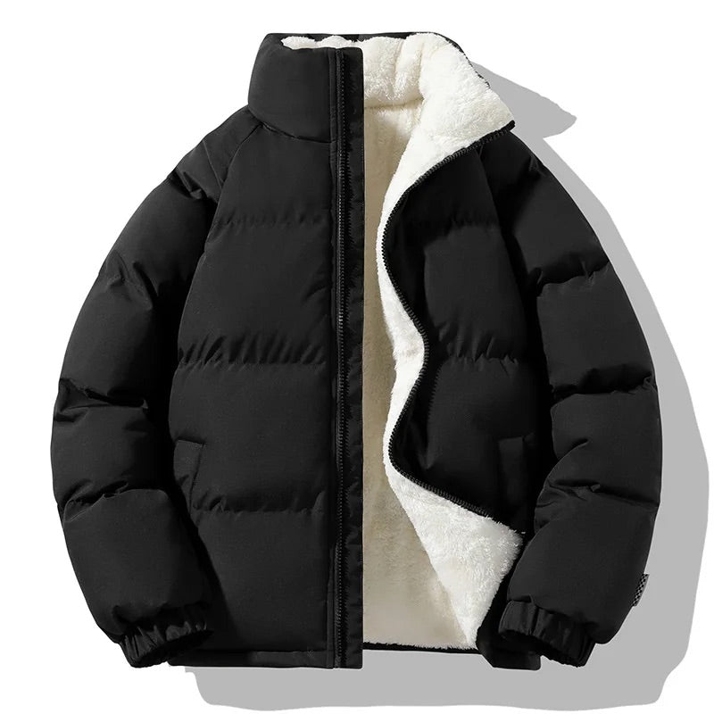 Men's Winter Puffer Jacket with Sherpa-Lined Interior and Lightweight Insulation