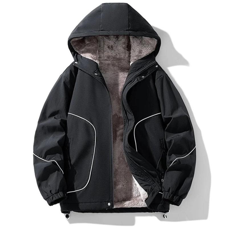 Men's Winter Padded Jacket with Sherpa Lining and Adjustable Waist