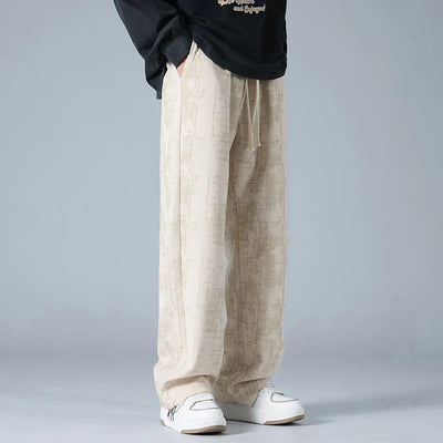 Men Corduroy Pants with Drawstring Waist and Straight Leg