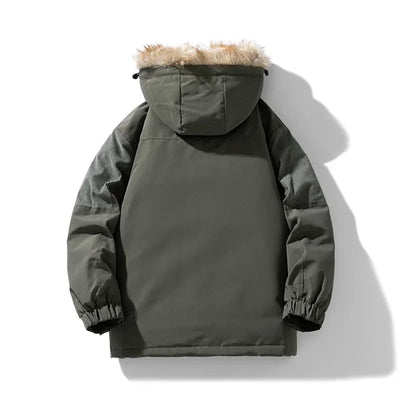 Men's Winter Jacket with Windproof Fabric, Italian Fur Hood and Anti-Lock Zipper