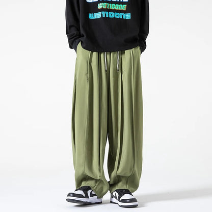 Men's Drawstring Waist Relaxed-Fit Parachute Pants