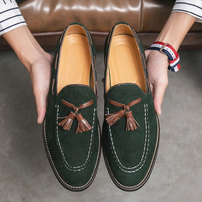 Men Suede Loafers with Tassel and Cushioned Sole