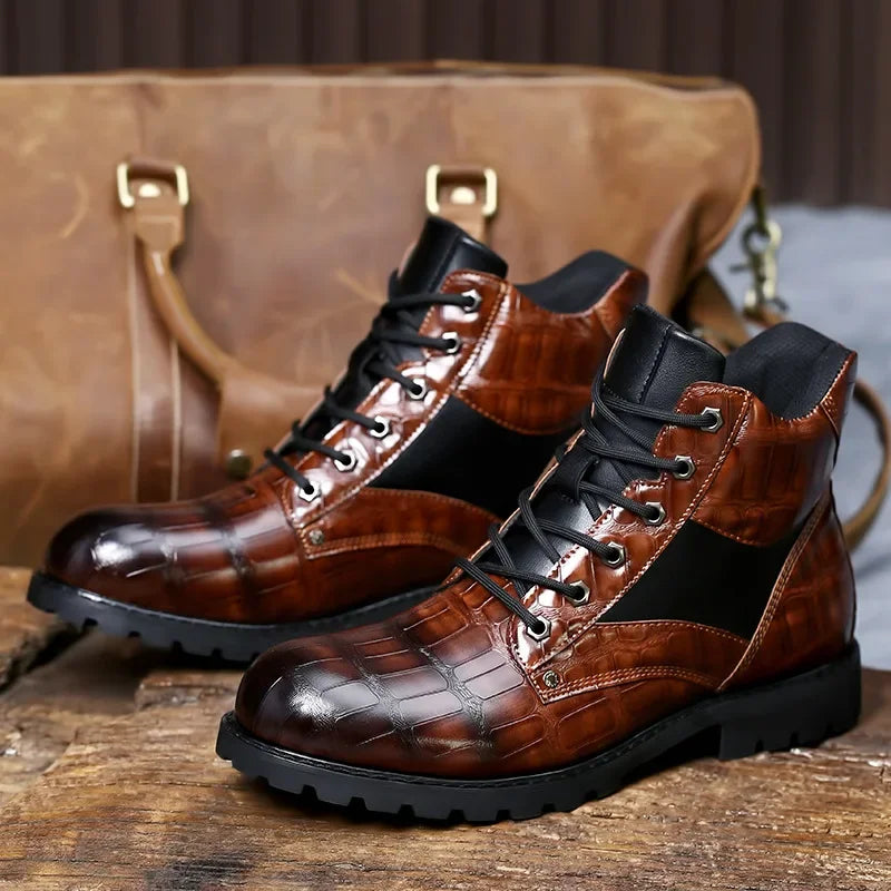 Ferrand Crocodile Style Leather Boots