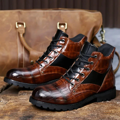 Ferrand Crocodile Style Leather Boots