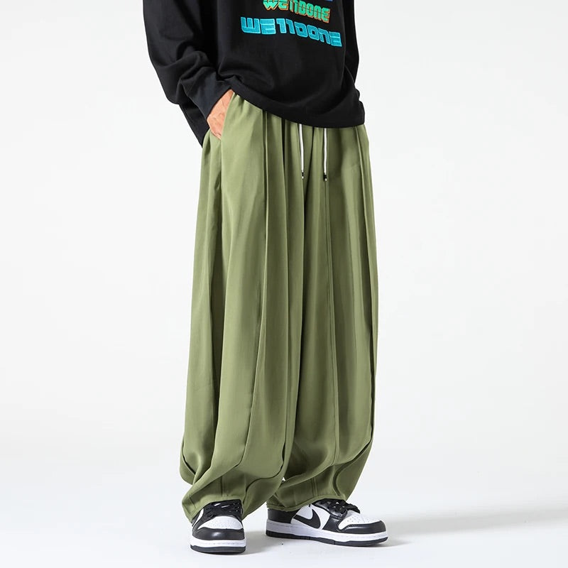 Men's Drawstring Waist Relaxed-Fit Parachute Pants