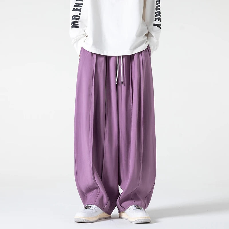 Men's Drawstring Waist Relaxed-Fit Parachute Pants