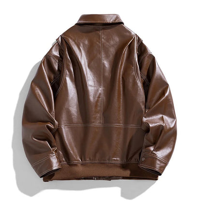 Men's Full-Grain Leather Sport Jacket with Italian Accents
