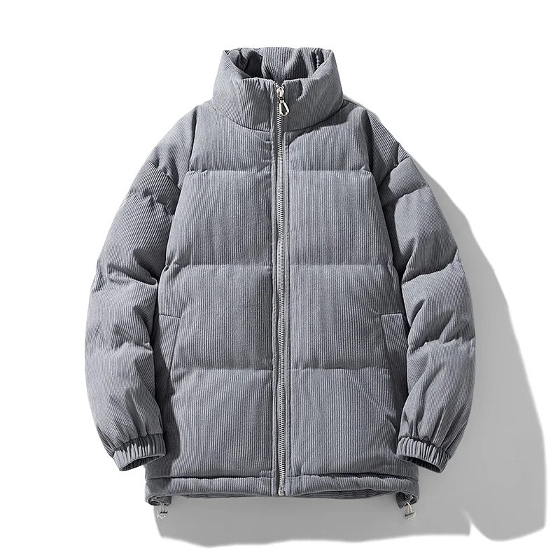 Men's Winter Corduroy Quilted Puffer Jacket with Insulated Padding