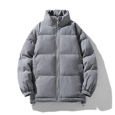 Men's Winter Corduroy Quilted Puffer Jacket with Insulated Padding