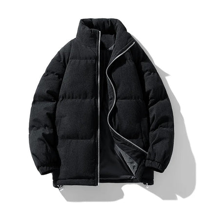 Men's Winter Corduroy Quilted Puffer Jacket with Insulated Padding