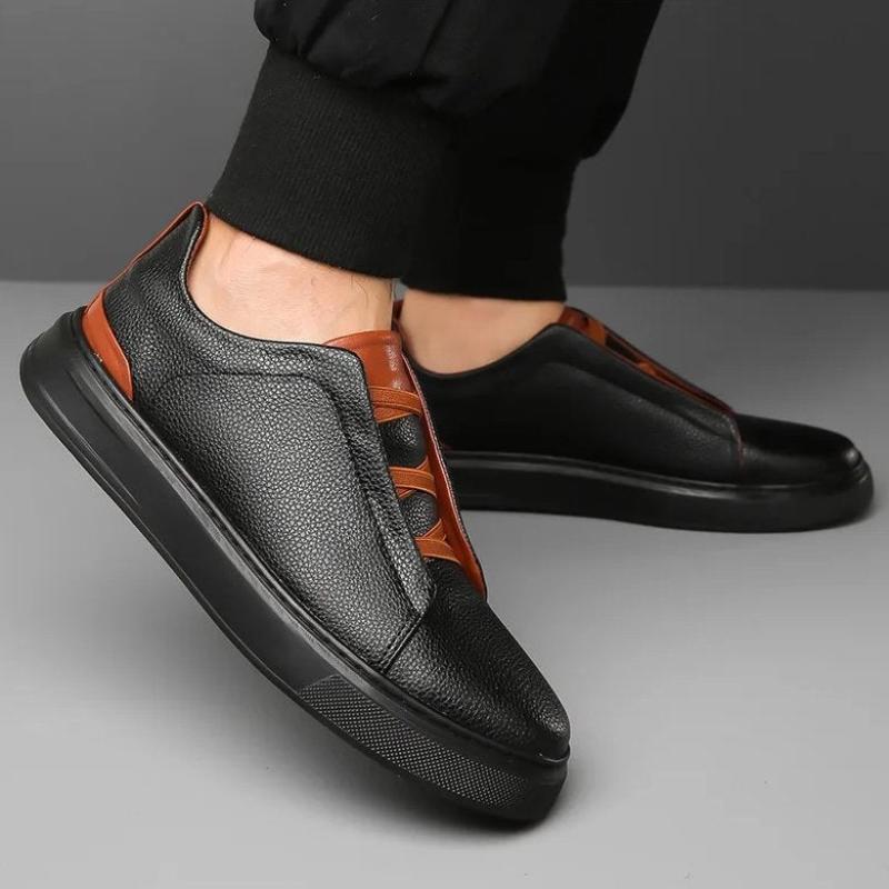 Men Leather Sneakers with Cushioned Insoles and Italian Design Accents