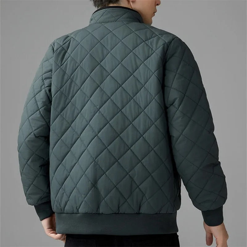 Men Winter Quilted Bomber Jacket with Full-Zip Closure and Lightweight Insulation