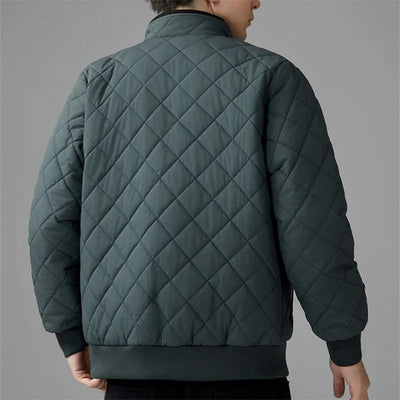 Men Winter Quilted Bomber Jacket with Full-Zip Closure and Lightweight Insulation