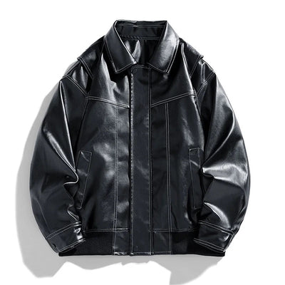 Men's Full-Grain Leather Sport Jacket with Italian Accents