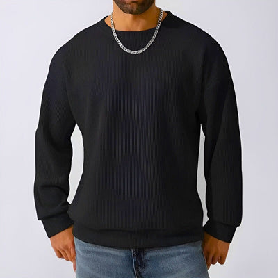 Men's Relaxed-Fit Pleated Crew Neck Sweatshirt