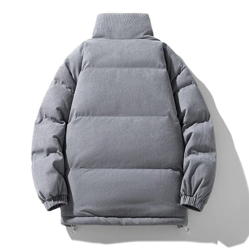 Men's Winter Corduroy Quilted Puffer Jacket with Insulated Padding