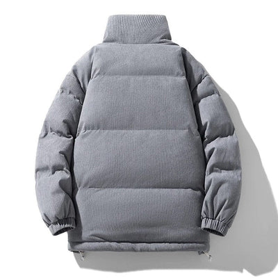 Men's Winter Corduroy Quilted Puffer Jacket with Insulated Padding